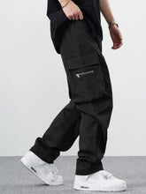 Fitwala™ Black Utility Cargo Pants – Multi-Pocket Korean Streetwear Style